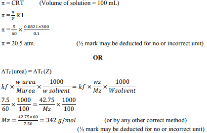 For a 5% solution of urea (Molar mass = 60 g/mol), calculate the osmotic 